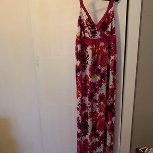 Pink floral long sleeveless dress